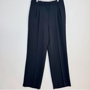 Aritzia Navy Blue Pleated High-Rise Wide-Leg Trousers